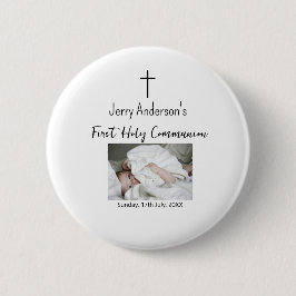 カトリック初の聖餐式シンプルQRミニマル 缶バッジ