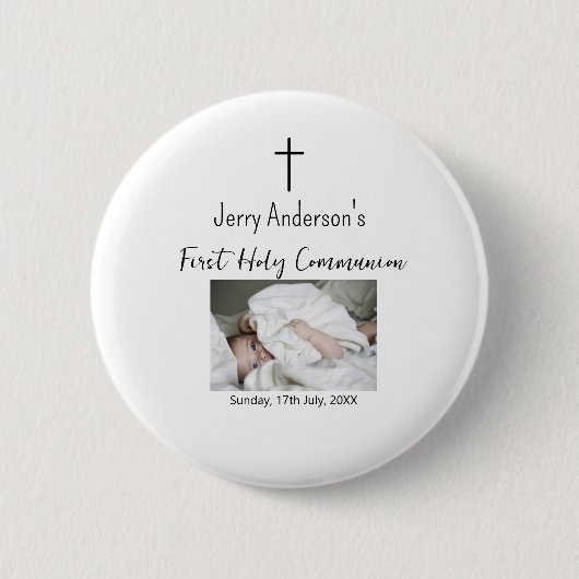 カトリック初の聖餐式シンプルQRミニマル 缶バッジ (正面)