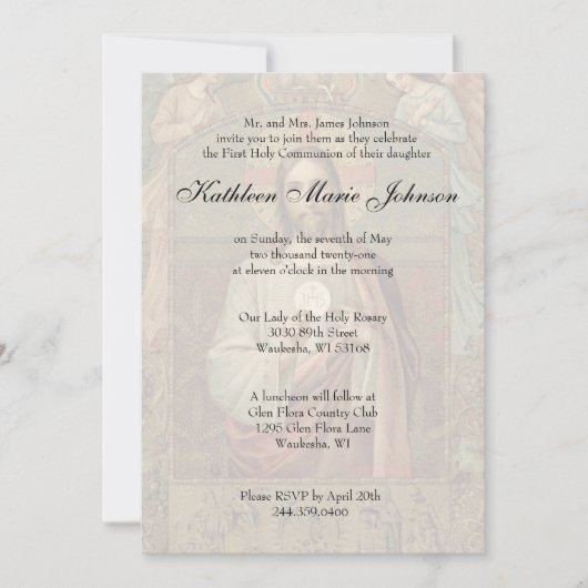 カトリック初の聖餐式伝統的 招待状 (正面)
