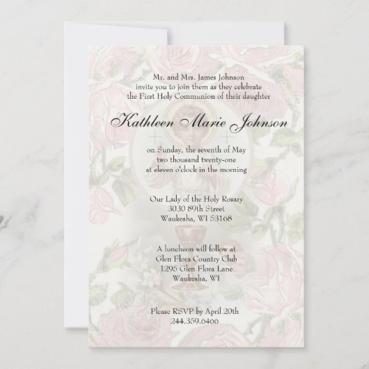 カトリック初の聖餐式伝統的 招待状 (正面)