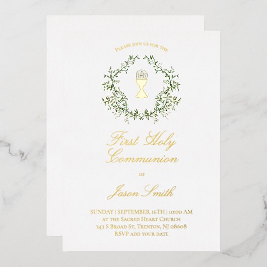 カトリック初の聖餐式 箔招待状 (正面/裏面)