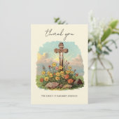 カトリック十字架フローラ葬儀記念悔やみや弔慰 サンキューカード (スタンド正面)