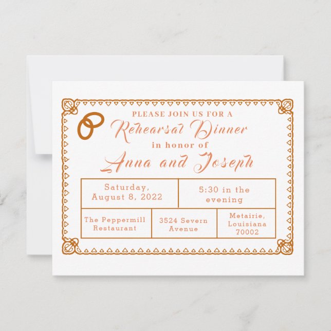 カトリック十字架&結婚のリングや輪リハーサルディナー (正面)