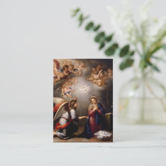 カトリック受胎告知ヴァージンメアリーアンジェラス祈りの言葉 名刺 (スタンド正面)
