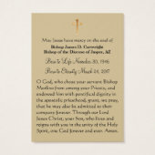 カトリック司教葬儀メモリアル聖カード –  (裏面)