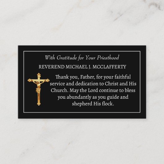 カトリック司祭の感謝祈りの言葉感謝祭 名刺 (正面)