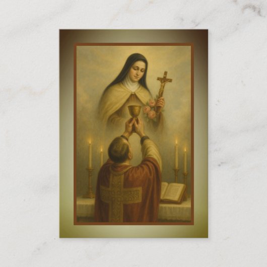 カトリック司祭の祈りの言葉による聖テルセの宗教 名刺 (正面)