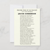 カトリック司祭の祈りの言葉のための祭壇ボーイ ノートカード (裏面)