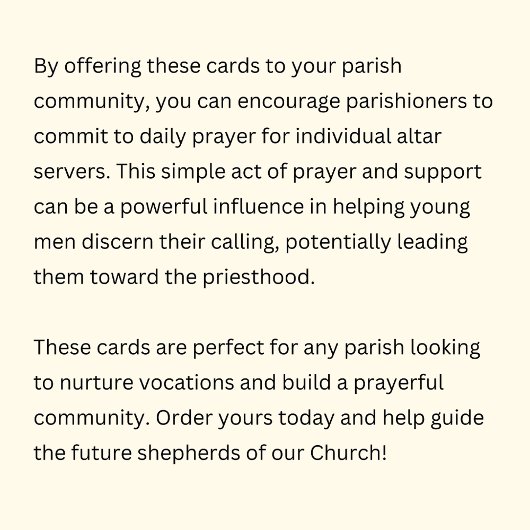 カトリック司祭の祈りの言葉のための祭壇ボーイ ノートカード