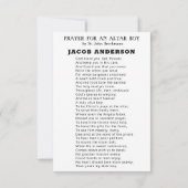 カトリック司祭の祈りの言葉のための祭壇ボーイ ノートカード (裏面)