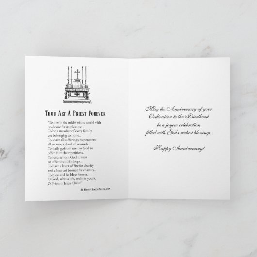 カトリック司祭の結婚式十字架 カード (内部)