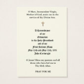 カトリック司祭の聖札 (裏面)