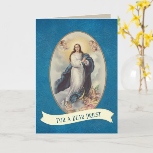 カトリック司祭の言葉の勇気付けられるヴァージンメアリー カード (黄色い花)