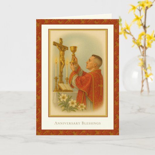 カトリック司祭の記念日の調整ディーコン カード (黄色い花)