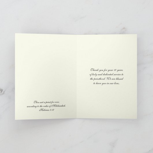 カトリック司祭の記念日の調整ディーコン カード (内部)