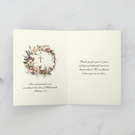 カトリック司祭の記念日の調整ディーコン カード (内部)