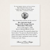 カトリック司祭イエズス葬儀記念聖札 (裏面)