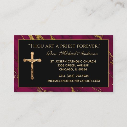 カトリック司祭十字大理石聖なる書物、 経典引用文 名刺 (正面)
