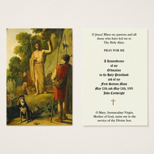 カトリック司祭叙位記念日の神聖なカード (正面&裏面)