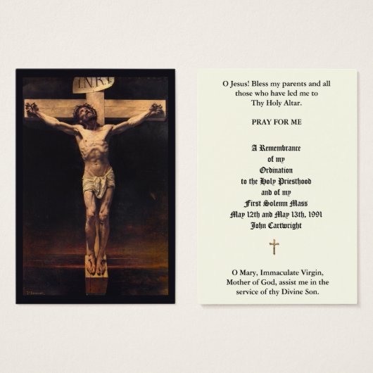 カトリック司祭叙位記念日の神聖なカード (正面&裏面)
