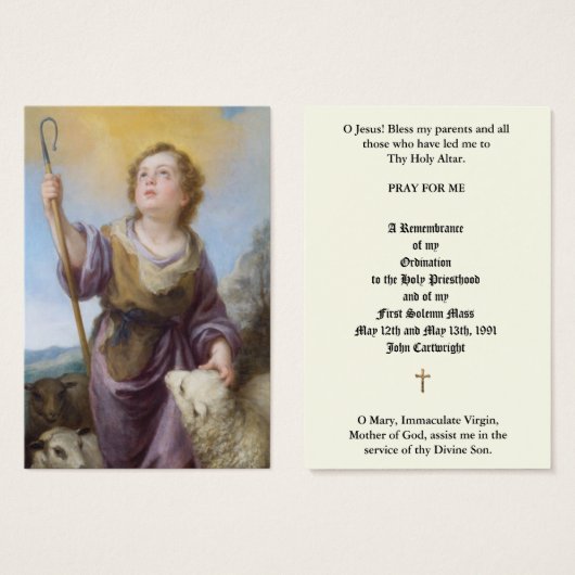 カトリック司祭叙位記念日の神聖なカード (正面&裏面)