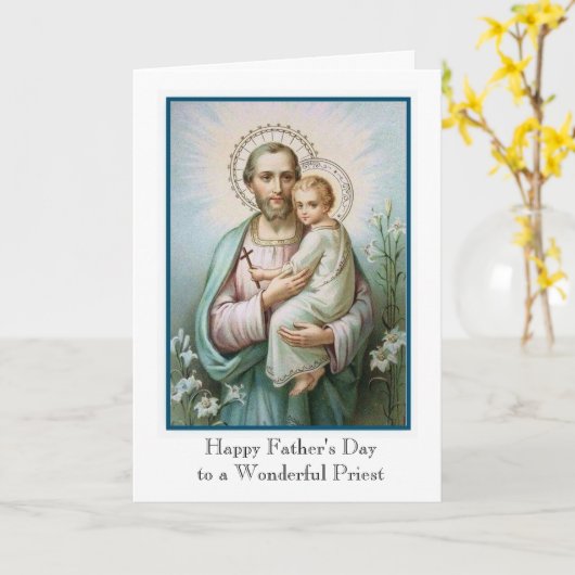 カトリック司祭聖ヨセフ子イエスの父の日 カード (黄色い花)
