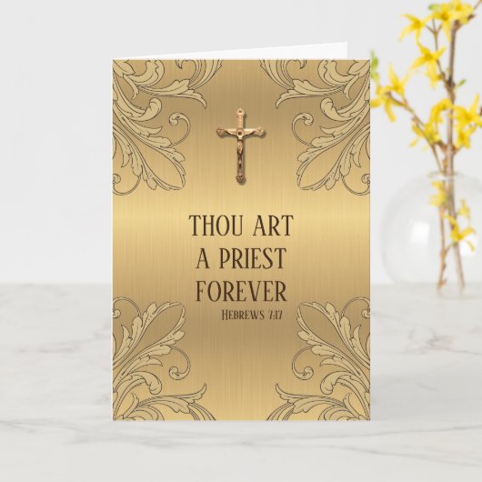 カトリック司祭記念日の叙位十字架刑 カード (黄色い花)