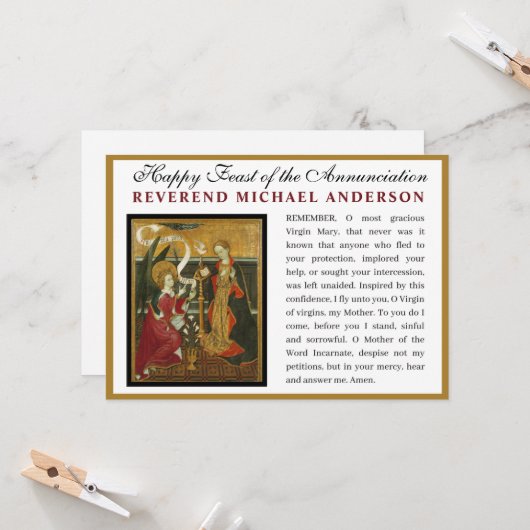 カトリック告知ヴァージンマリアメモア祈りの言葉 カード (正面/裏面インサイチュ)