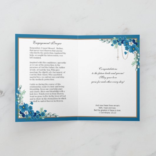カトリック婚約宗教祈りの言葉ヴィンテージ カード (内部)