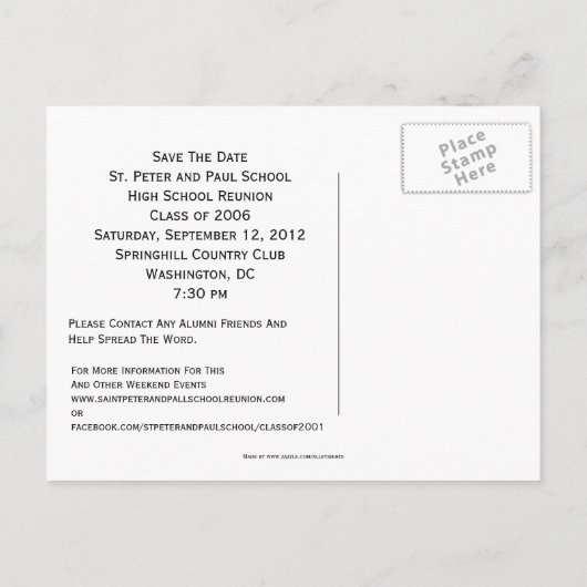 カトリック学校懇親会日付修道院を保存カスタムする 案内ポストカード (裏面)