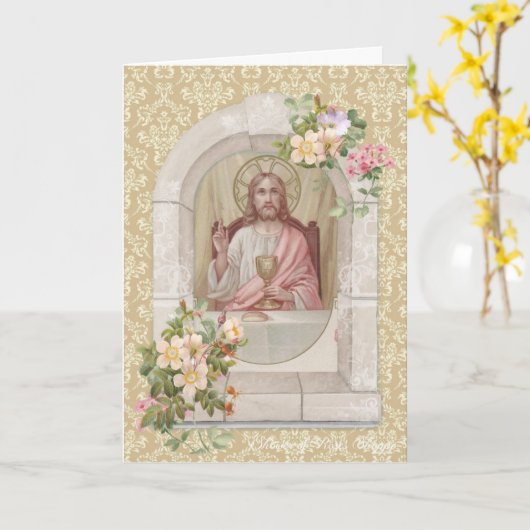 カトリック宗教イエス教会聖餐式 カード (黄色い花)