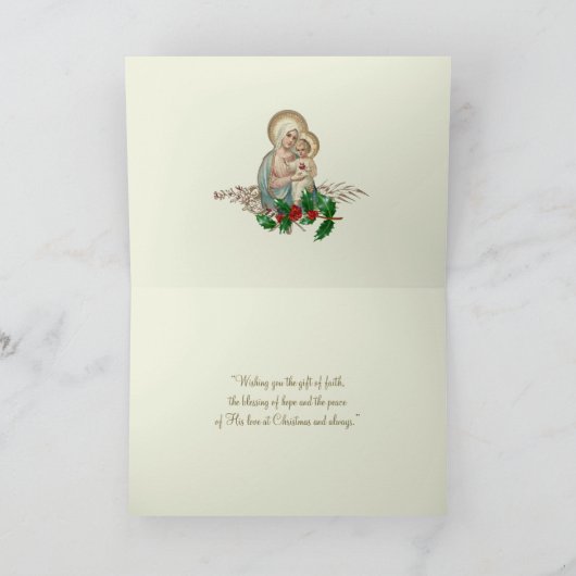 カトリック宗教ヴァージンメアリーベビーイエスホリー カード (内部)