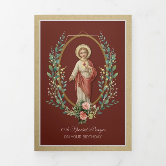 カトリック宗教ヴィンテージ誕生日イエス祈りの言葉 三つ折りクリスマスカード (カバー)