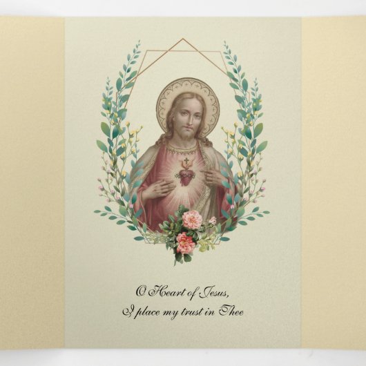 カトリック宗教ヴィンテージ誕生日イエス祈りの言葉 三つ折りクリスマスカード (内部中)