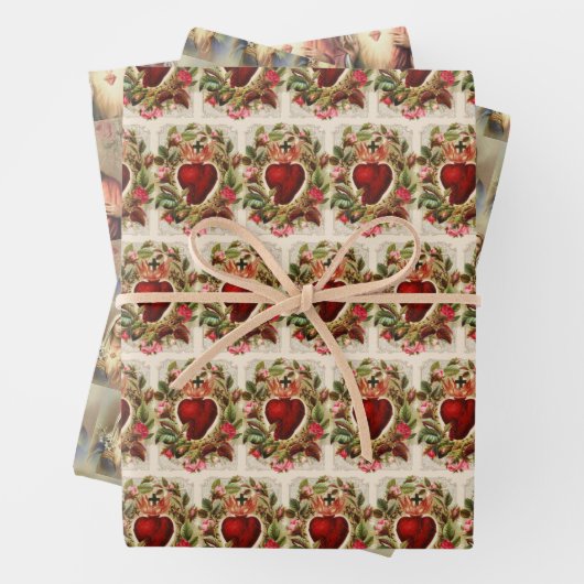 カトリック宗教聖なるハートイエスヴァージンマリア ラッピングペーパーシート (インサイチュ)