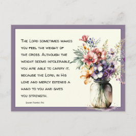 カトリック宗教聖パドレピオ引用文フローラ ポストカード