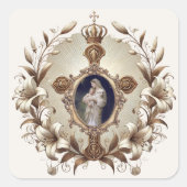 カトリック宗教花飾り イエス 聖母マリア スクエアシール (正面)