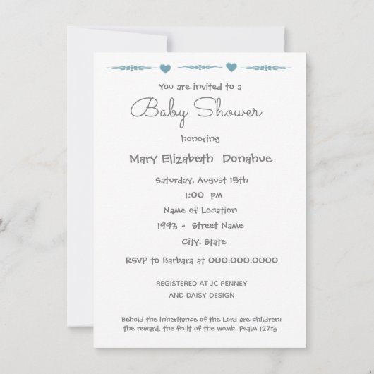 カトリック宗教赤ちゃんシャワー新しいママヴィンテージ 招待状 (裏面)