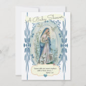 カトリック宗教赤ちゃんシャワー新しいママヴィンテージ 招待状 (正面)