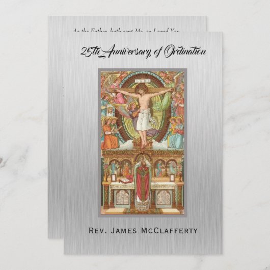 カトリック宣教師 叙任記念日招待 招待状 (正面/裏面)