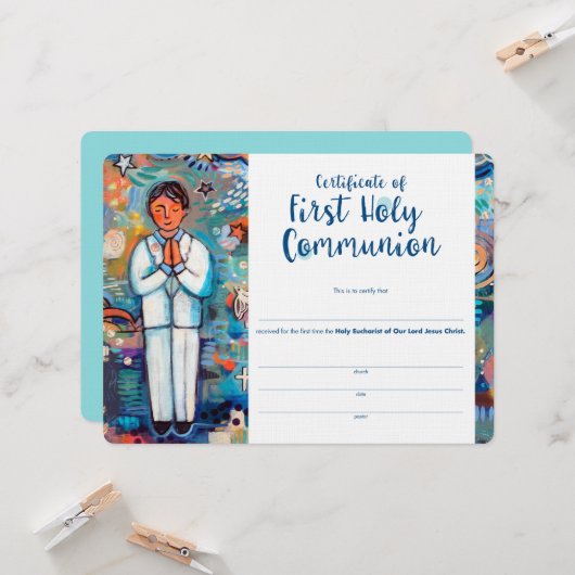 カトリック少年のための最初の交代証明書 カード (正面/裏面インサイチュ)