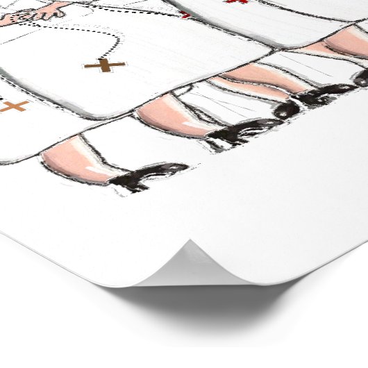 カトリック尼僧のペン&インクのポスターアート ポスター (角)