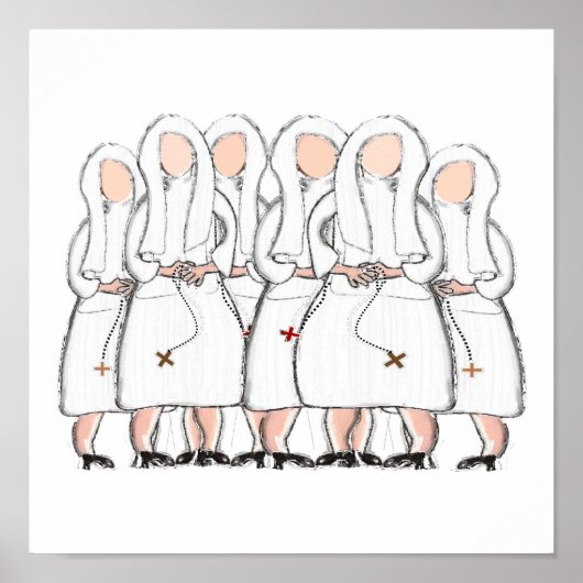 カトリック尼僧のペン&インクのポスターアート ポスター (正面)