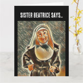 カトリック尼僧誕生日おもしろいグリーティングカード カード (黄色い花)