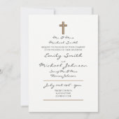 カトリック式ウェディング クラシック ホワイト 手書き エレガント 招待状 (正面)