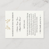 カトリック式結婚式の聖なるカード エンクロージャーカード (裏面)