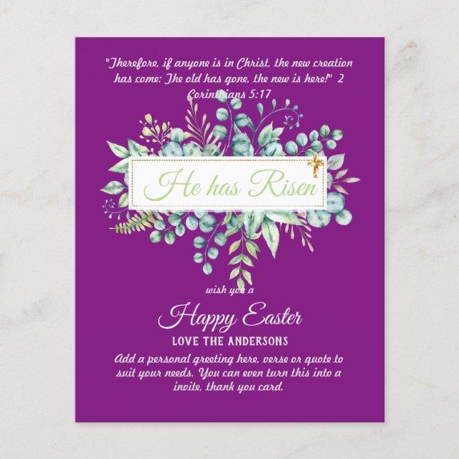 カトリック復活祭カード宗教聖句バイブル引用文 (正面)