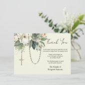 カトリック念珠フローラ葬儀の弔意悔やみや弔慰 サンキューカード (スタンド正面)