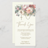 カトリック念珠フローラ葬儀の弔意悔やみや弔慰 サンキューカード (正面/裏面)