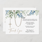 カトリック念珠フローラ葬儀の弔意悔やみや弔慰 サンキューカード (正面/裏面)